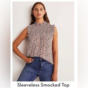 NWT Sleeveless Boden Smocked Top